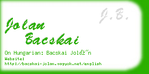 jolan bacskai business card